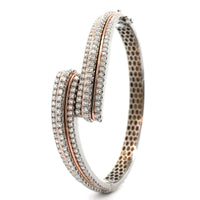 18K Two Tone Pave Diamond Multi Row Bracelet