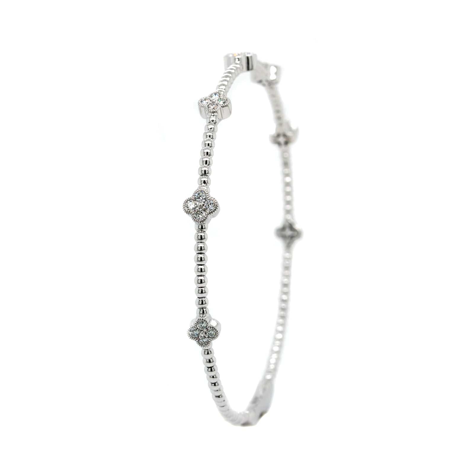 14K White Gold Flexible Diamond Station Bracelet
