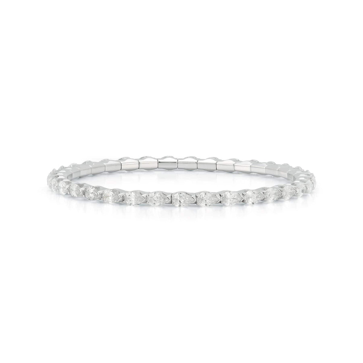18K White Gold Pear Diamond Stretch Tennis Bracelet