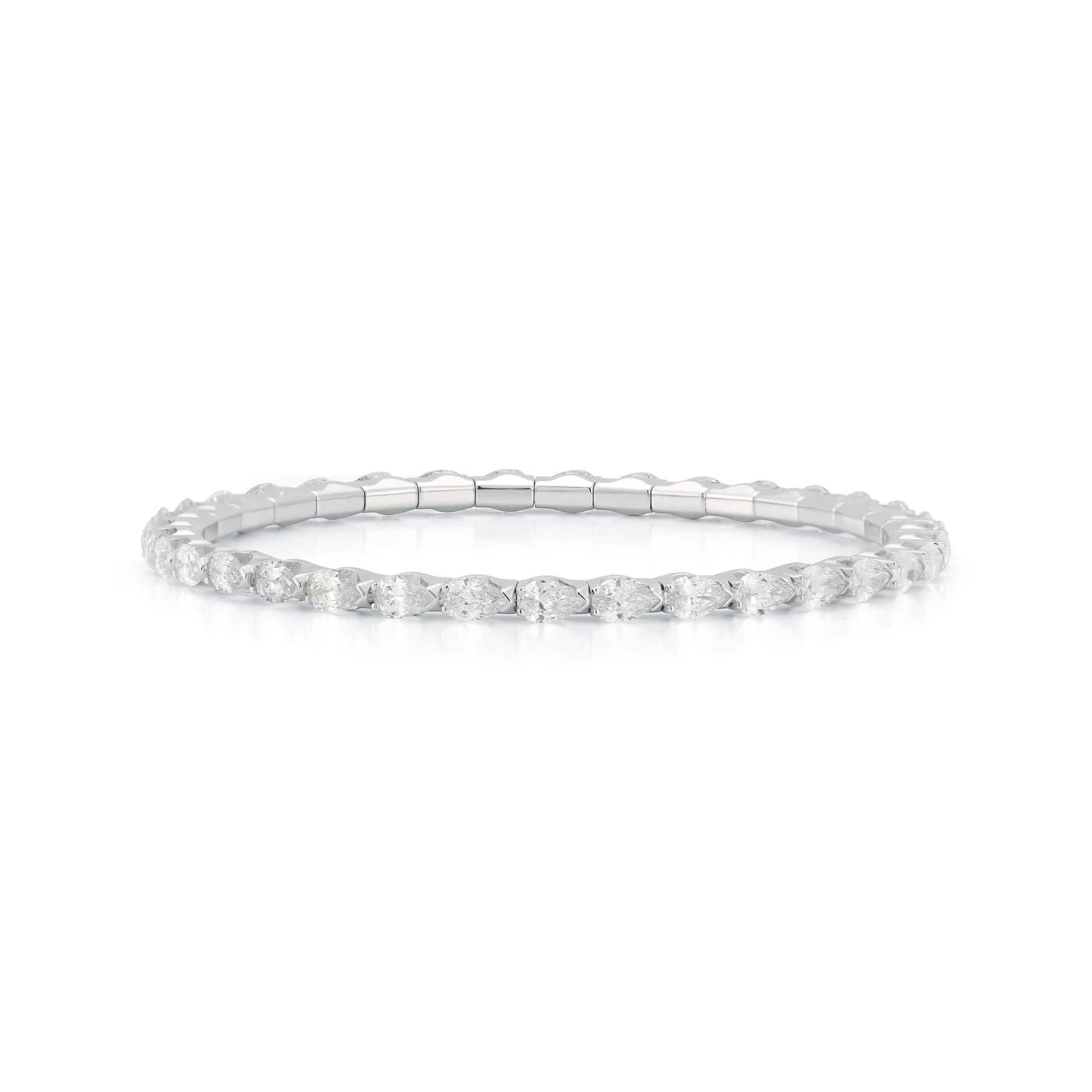 18K White Gold Pear Diamond Stretch Tennis Bracelet