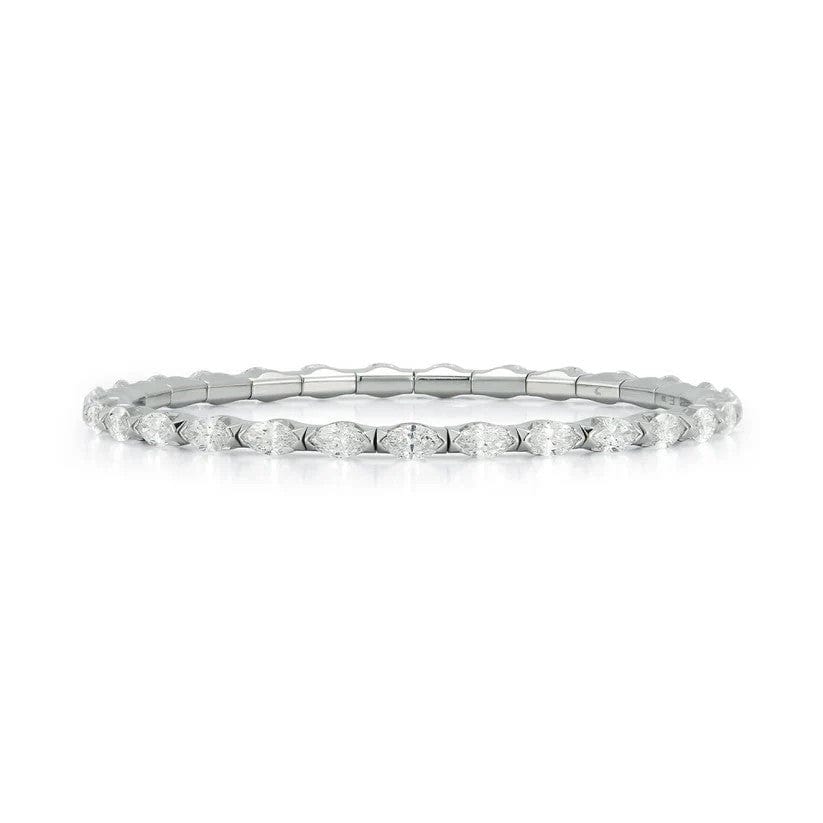18K White Gold Marquise Cut Diamond Stretch Tennis Bracelet