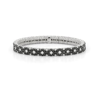 18K White Gold Cashmere Black and White Diamond Stretch Tennis Bracelet