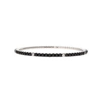 18K White Gold Alternating Black and White Diamond Stretch Tennis Bracelet