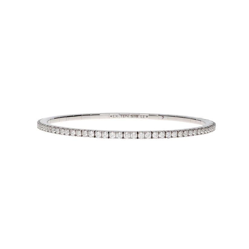 18K White Gold Round Diamond Stretch Tennis Bracelet