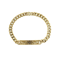 14K Yellow Gold Pave Diamond Bar and Curb Style Bracelet