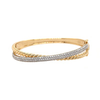 14K Yellow Gold High Polished and Pave Diamond Station Bracelet
