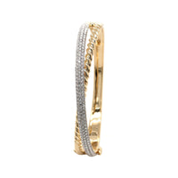 14K Yellow Gold High Polished and Pave Diamond Station Bracelet