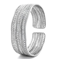 Etho Maria 18K White Gold Multi Row Diamond Cuff Bracelet