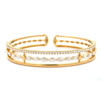 Etho Maria 18K Yellow Gold Three Row Diamond Cuff Bracelet