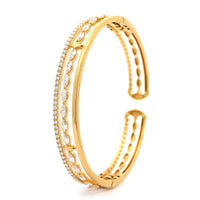 Etho Maria 18K Yellow Gold Three Row Diamond Cuff Bracelet