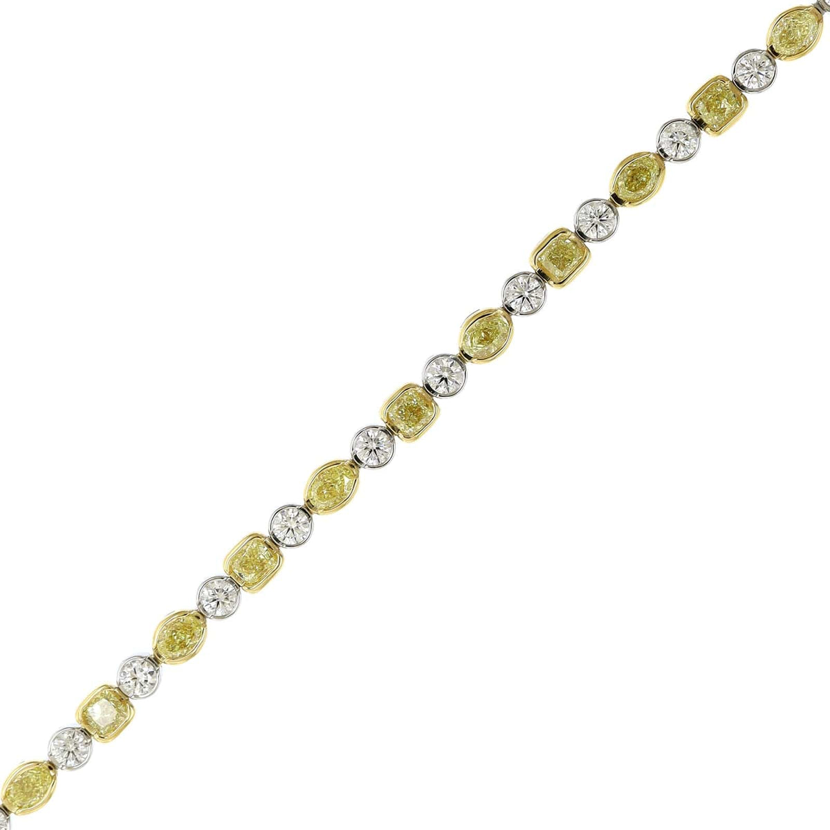 18K Yellow Gold and Platinum Fancy Yellow Diamond Bracelet