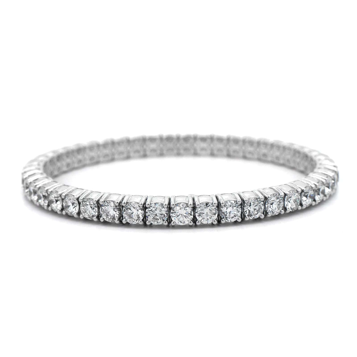 Zydo 18K White Gold Single Row Diamond Stretch Bracelet
