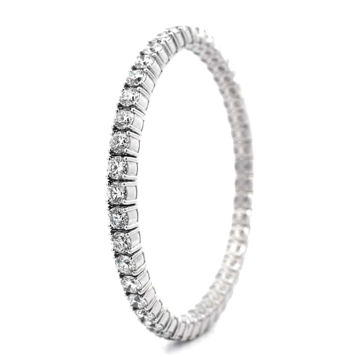 Zydo 18K White Gold Single Row Diamond Stretch Bracelet