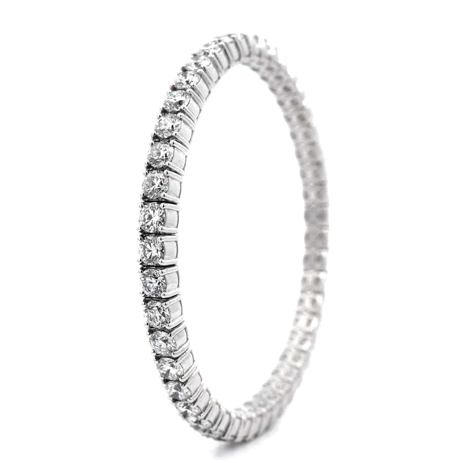 Zydo 18K White Gold Single Row Diamond Stretch Bracelet