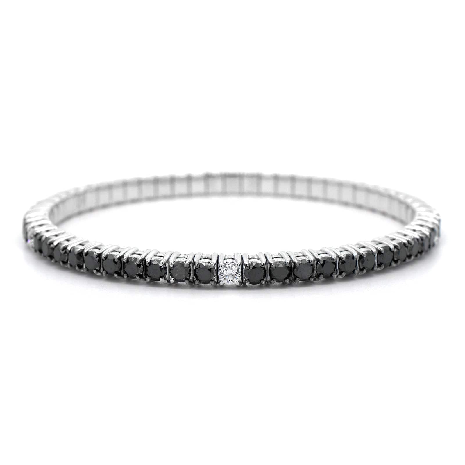 Zydo 18K White Gold Black and White Diamond Stretch Bracelet