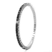 Zydo 18K White Gold Black and White Diamond Stretch Bracelet