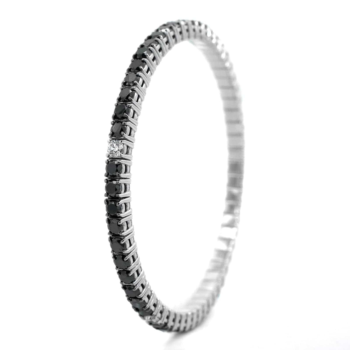 Zydo 18K White Gold Black and White Diamond Stretch Bracelet