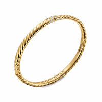 Sculpted Cable X Bracelet 18K Yellow Gold with Diamonds, 4.6mm