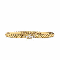 Sculpted Cable Buckle Bracelet 18K Yellow Gold with Diamonds, 4.6mm