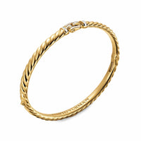 Sculpted Cable Buckle Bracelet 18K Yellow Gold with Diamonds, 4.6mm