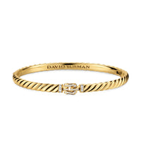 Sculpted Cable Buckle Bracelet 18K Yellow Gold with Diamonds, 4.6mm