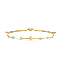 Petite Modern Renaissance® Station Chain Bracelet 18K Yellow Gold with Diamonds, 7.5mm
