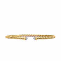 Micro Cablespira® Flex Bracelet 18K Yellow Gold with Pavé Diamond Domes, 2.6mm
