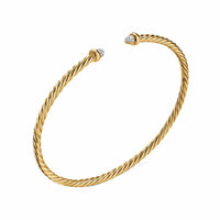 Micro Cablespira® Flex Bracelet 18K Yellow Gold with Pavé Diamond Domes, 2.6mm
