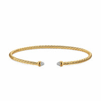 Micro Cablespira® Flex Bracelet 18K Yellow Gold with Pavé Diamond Domes, 2.6mm