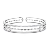 Etho Maria 18K White Gold 3 Row Diamond Cuff Bracelet