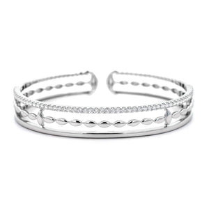 Etho Maria 18K White Gold 3 Row Diamond Cuff Bracelet