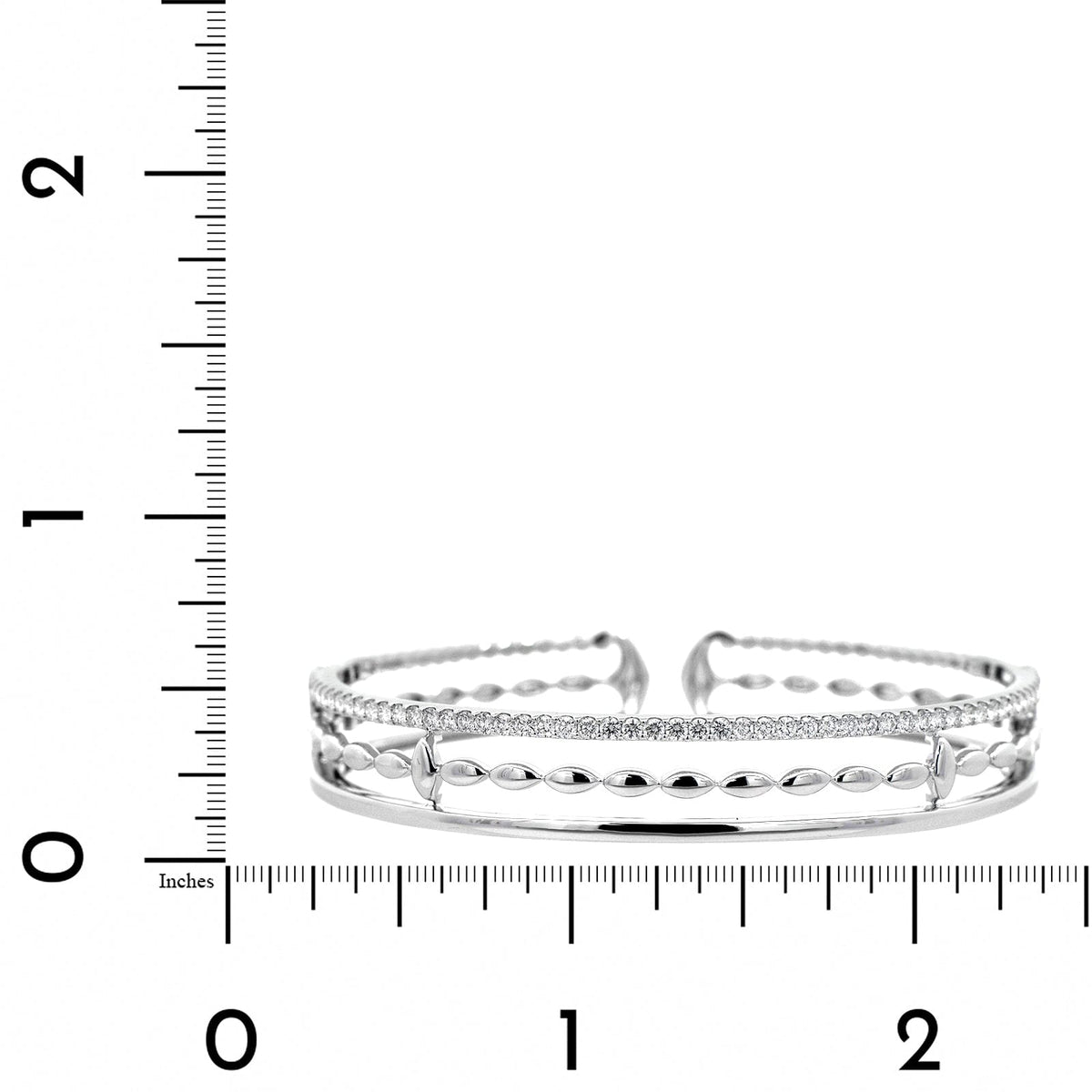 Etho Maria 18K White Gold 3 Row Diamond Cuff Bracelet