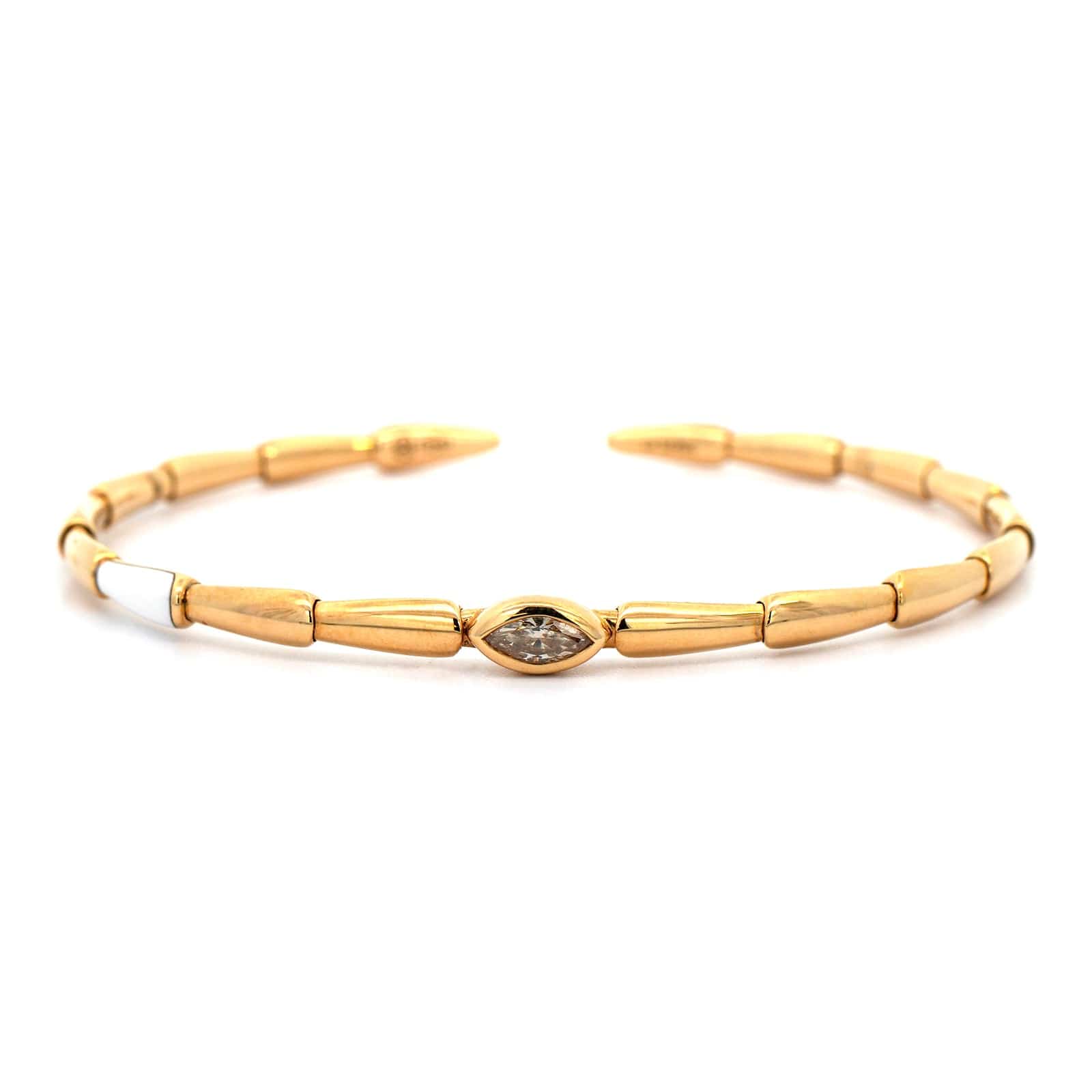 Etho Maria 18K Yellow Gold Diamond Sectioned Slim Cuff Bracelet