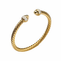 Cable Bracelet 18K Yellow Gold with Diamonds, 5mm