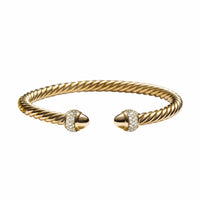 Cable Bracelet 18K Yellow Gold with Diamonds, 5mm