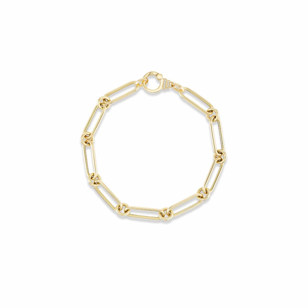 Sorellina 18K Yellow Gold Diamond Oval and Round Chain Link Bracelet