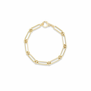 Sorellina 18K Yellow Gold Diamond Oval and Round Chain Link Bracelet