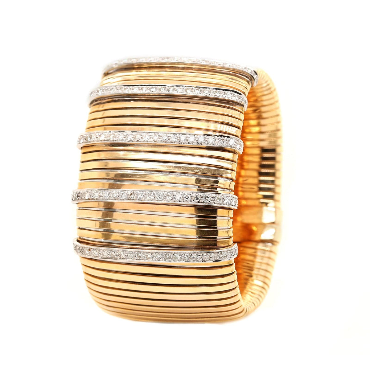 Eclat Jewels 18K Yellow Gold and Diamond Cuff Bracelet
