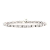 18K White Gold Moval Shaped Diamond Tennis Bracelet