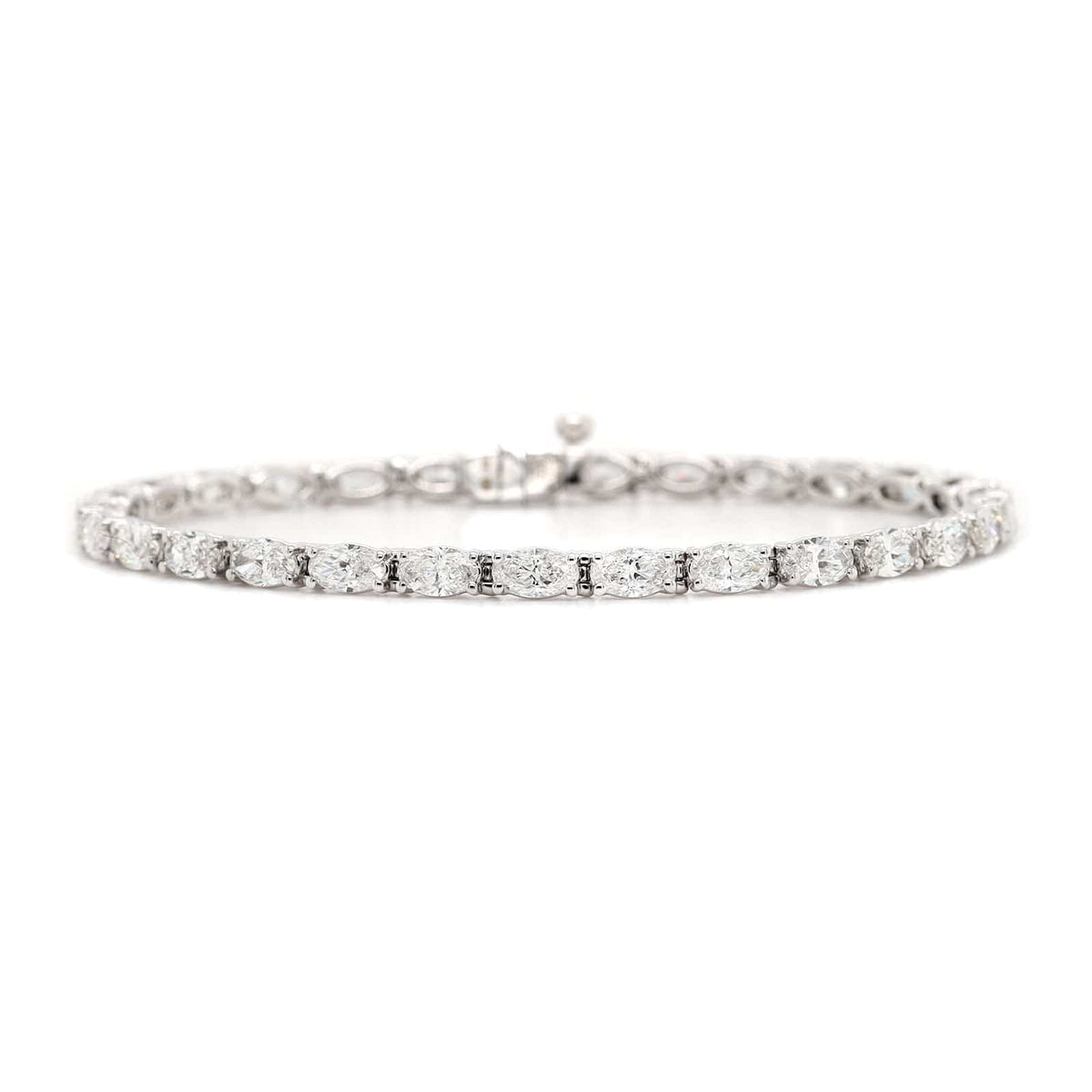 18K White Gold Moval Shaped Diamond Tennis Bracelet
