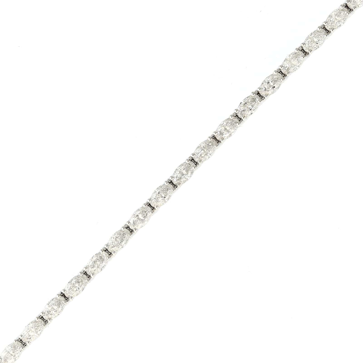 18K White Gold Moval Shaped Diamond Tennis Bracelet