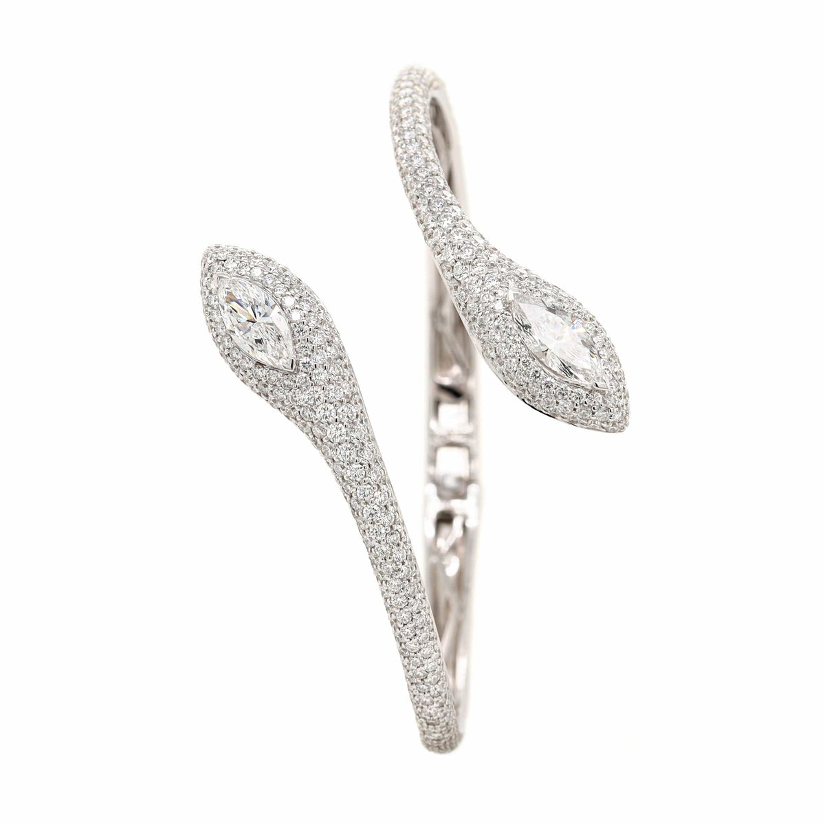 Etho Maria 18K White Gold Diamond Snake Cuff Bracelet