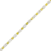 18K Yellow Gold and Platinum Oval and Cushion Cut Diamond Tennis Bracelet