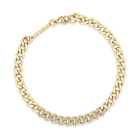 Zoe Chicco 14K Yellow Gold Pave Diamond Medium Curb Chain Bracelet