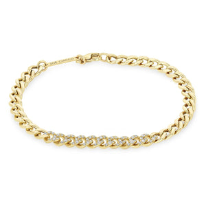 Zoe Chicco 14K Yellow Gold Pave Diamond Medium Curb Chain Bracelet