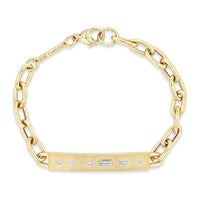 Zoe Chicco 14K Yellow Gold Diamond Mosaic ID Bar Bracelet