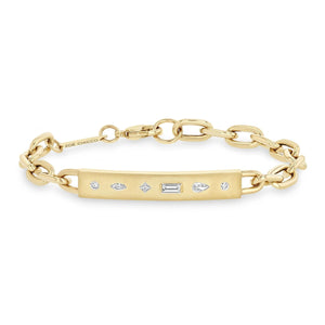 Zoe Chicco 14K Yellow Gold Diamond Mosaic ID Bar Bracelet