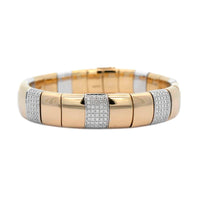 18K Two-Tone Gold Diamond Link Bangle Bracelet