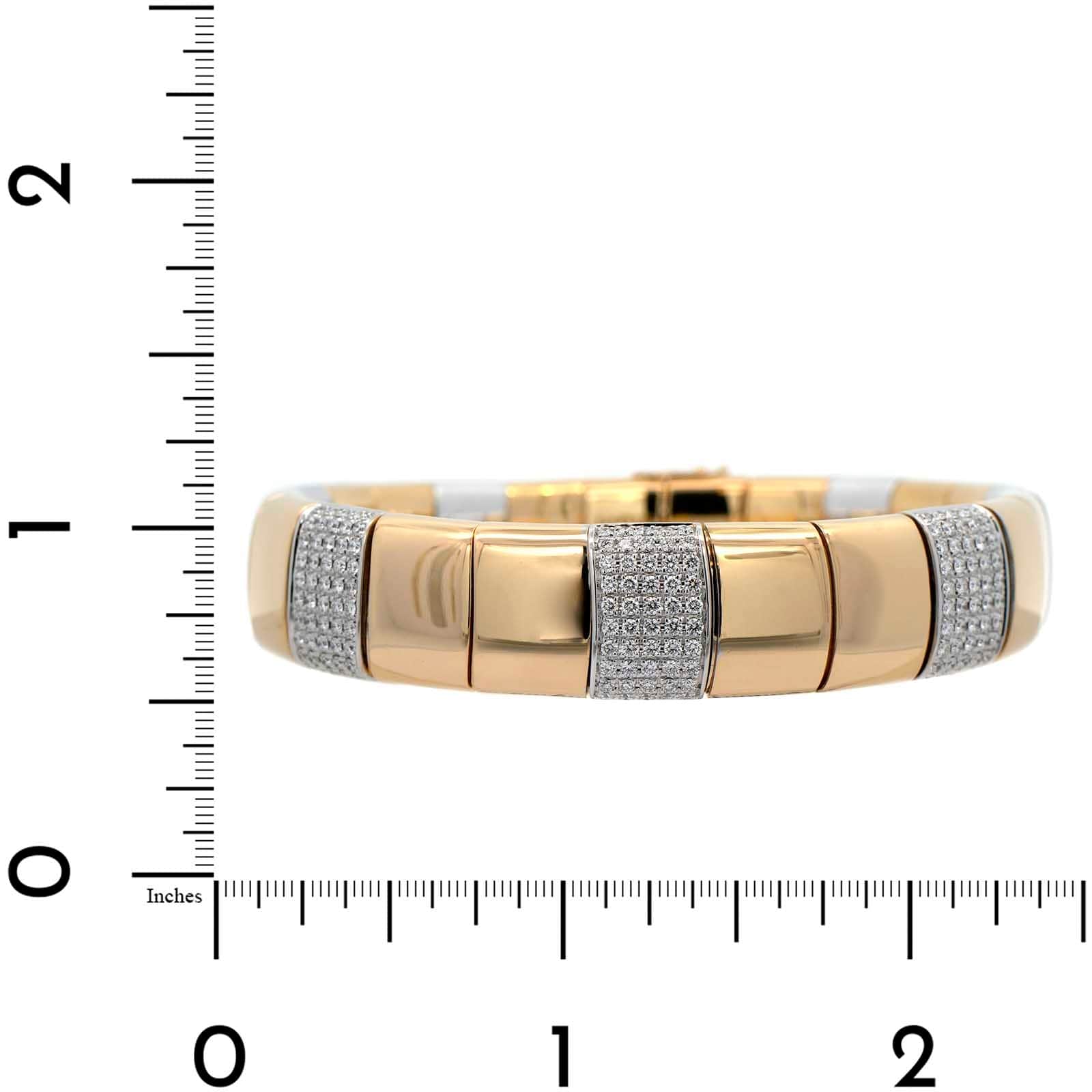 18K Two-Tone Gold Diamond Link Bangle Bracelet
