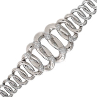 18K White Gold Diamond Oval Link Bracelet